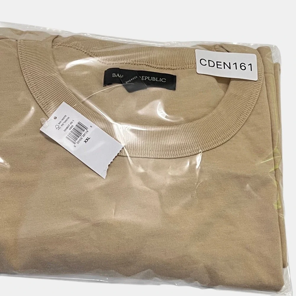 Banana Republic Men Heavyweight Cotton XXL Crewneck Shirt Tan Relaxed Fit NWT